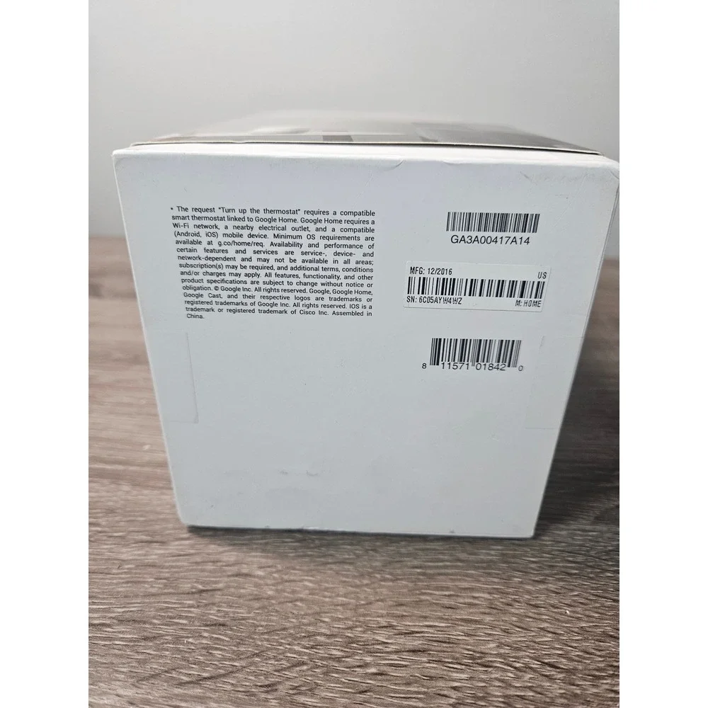 Google Home Smart Voice Activated Speaker White Slate GA3A00417A14